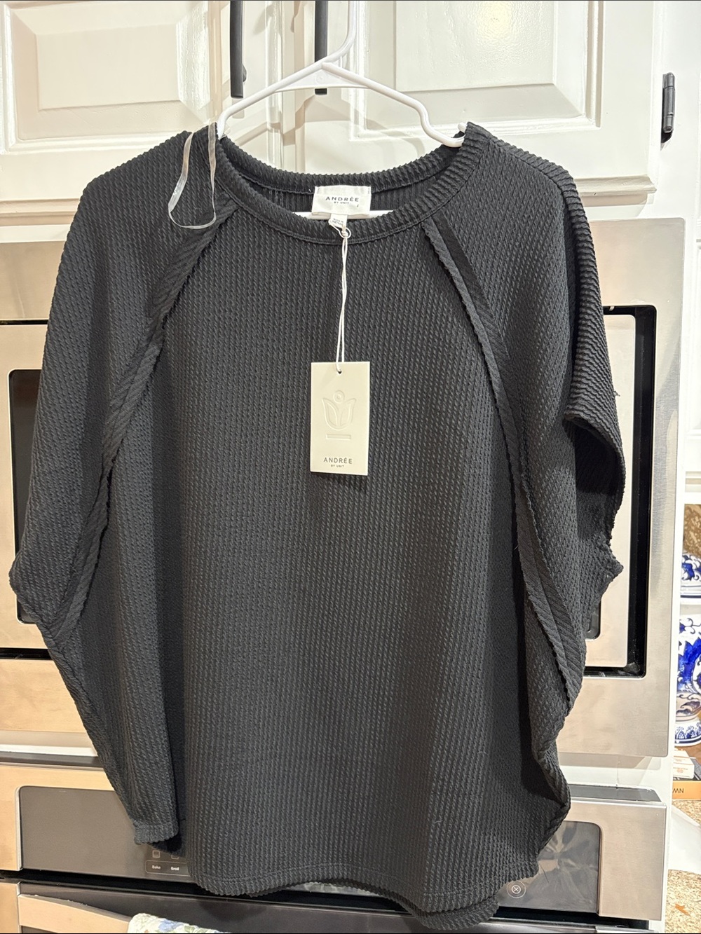Andree Black Waffle Knit top